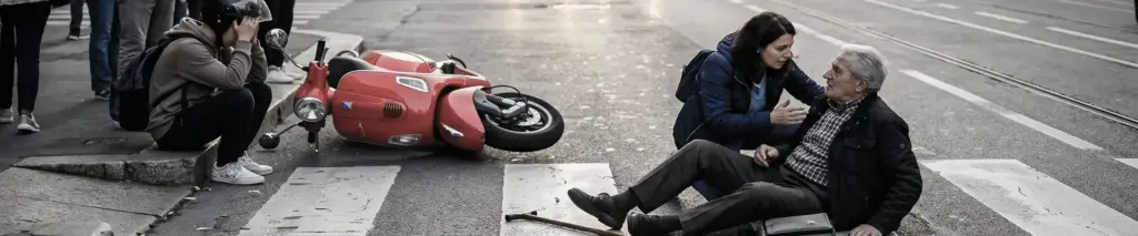 Investimento sulle strisce pedonali: responsabilità e risarcimento di anziano travolto da minorenne su scooter